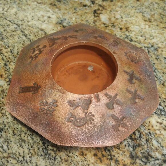 NAVAJO Indian Native American Pottery VASE Vessel Signed Sue Red Clay Embossed - Picture 2 of 12